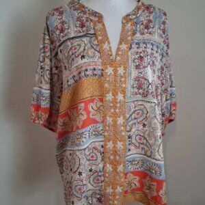 Johnny Was Workshop Woman’s Floral Cotton Blouse Size XL